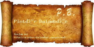 Pintér Balambér névjegykártya