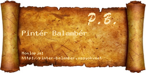 Pintér Balambér névjegykártya